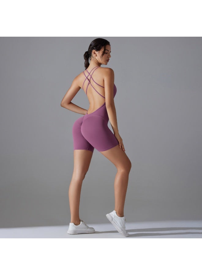 جمبسوت رياضي للياقة البدنية واليوغا عالي المرونة لرفع المؤخرة بتصميم متقاطع الظهر - Image 2
