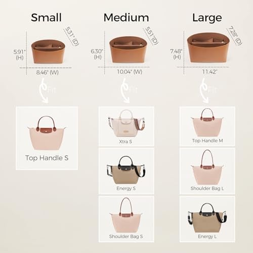 ZTUJO Purse Organizer Insert For Handbags For Le Pliage, Ultra-light Waterproof DupontPaper Upgraded Purse Organizer Insert (Brown, Medium) - Image 2