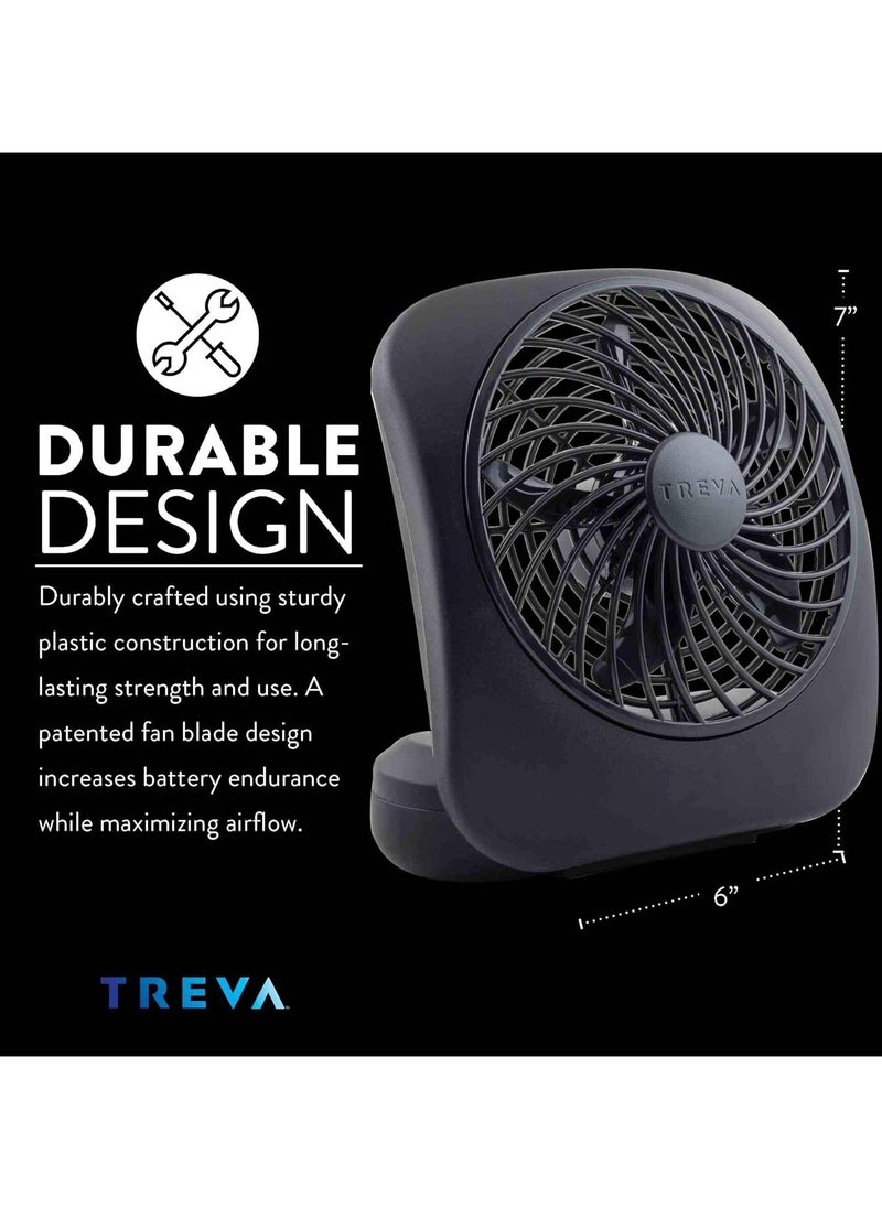 O2COOL - Treva 5-Inch Battery Powered Portable Desk Fan - 2 Speeds, Compact Folding & Tilt Design, Mini Fan for Cubicles, Travel & Emergency Preparedness - Black - Image 1