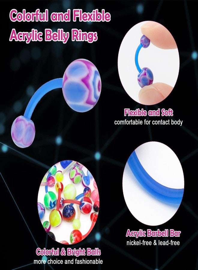 CrazyPiercing Wholesale Lot of 50pcs Belly Navel Button Rings Bar Barbells Ball Acrylic Steel - Image 3