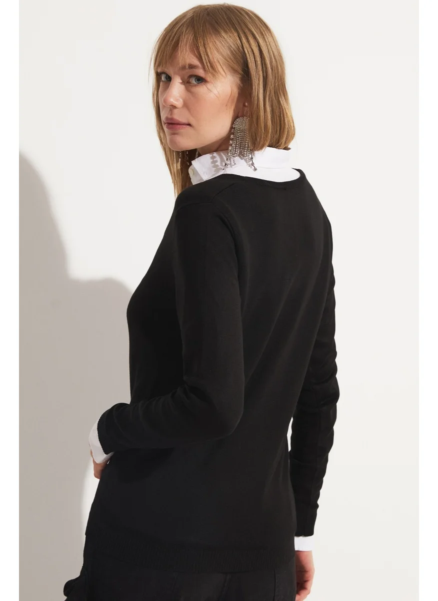 جون V-Neck Women's Knitwear Sweater