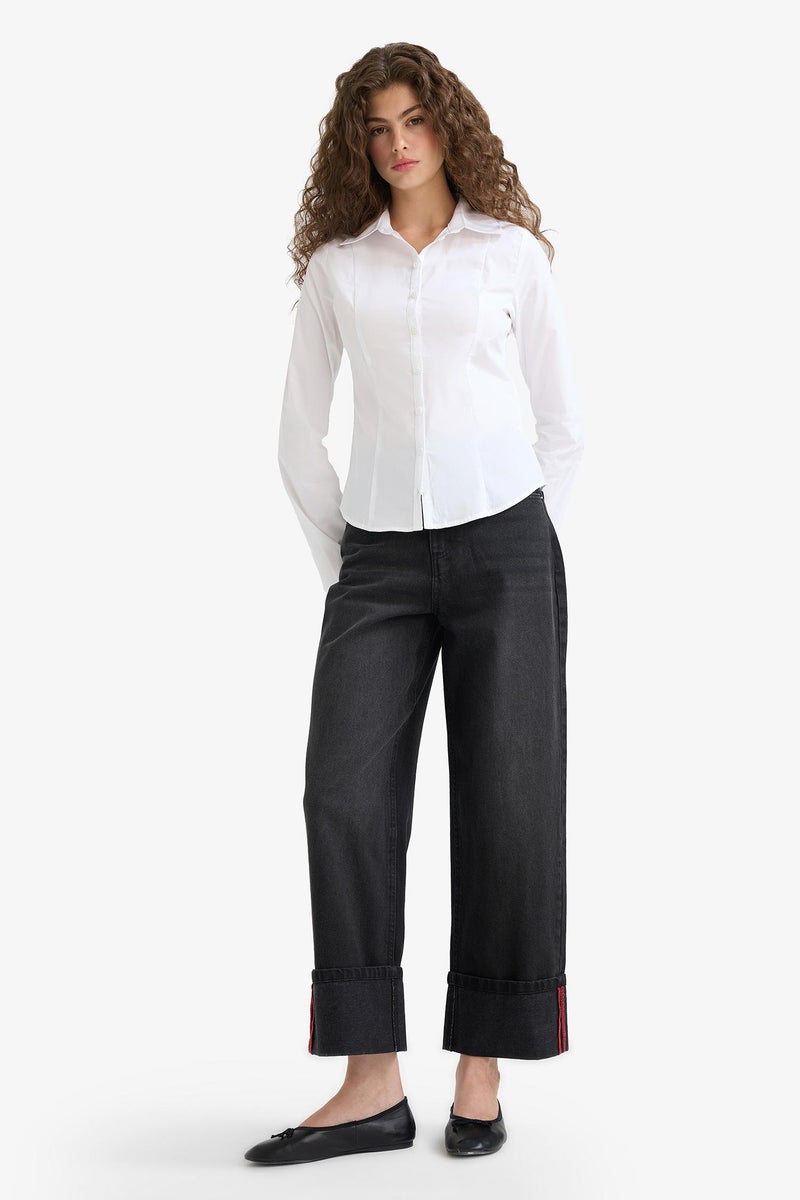 DeFacto Black Woman Relax Fit High Waist Straight Leg Jeans Casual - Image 1