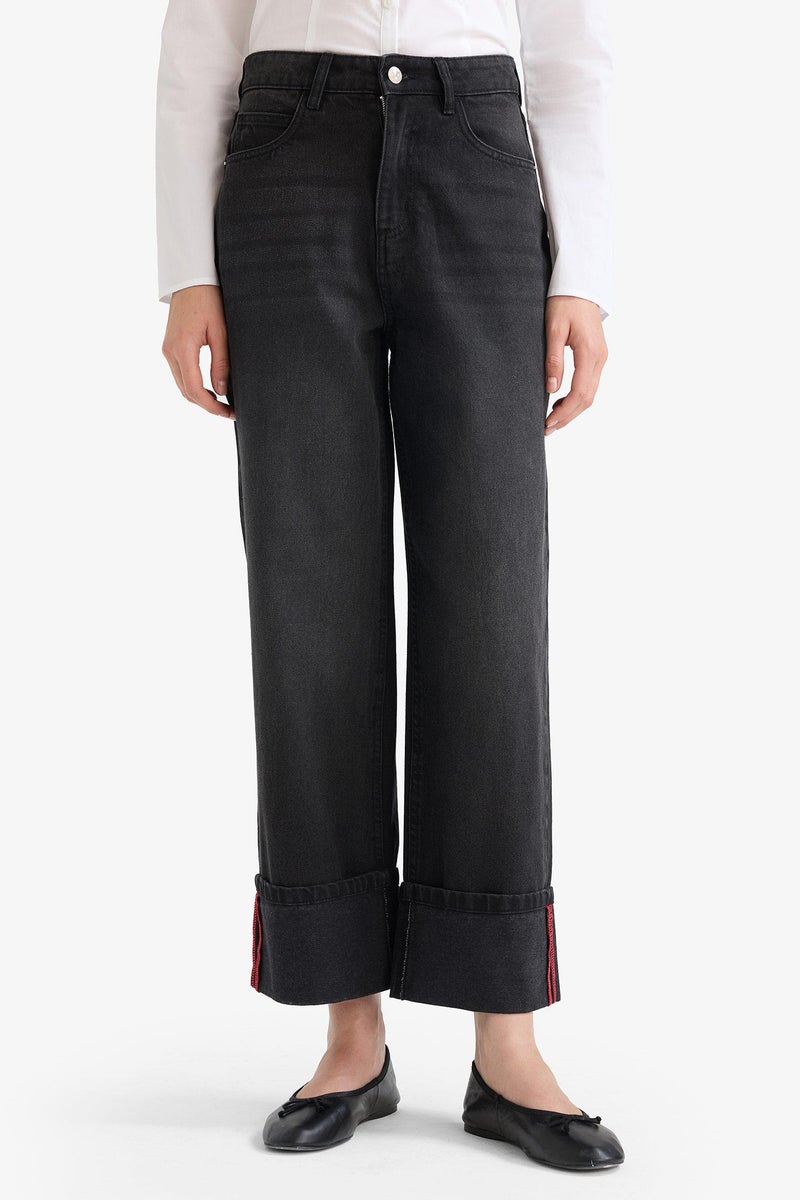 DeFacto Black Woman Relax Fit High Waist Straight Leg Jeans Casual - Image 4