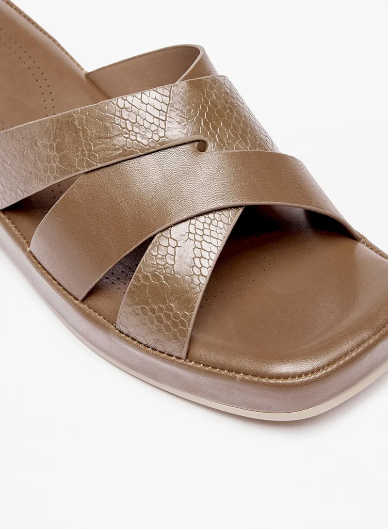 Flora Bella By Shoexpress Womens Textured Slip On Sandals With Platform Heels By Shoexpress