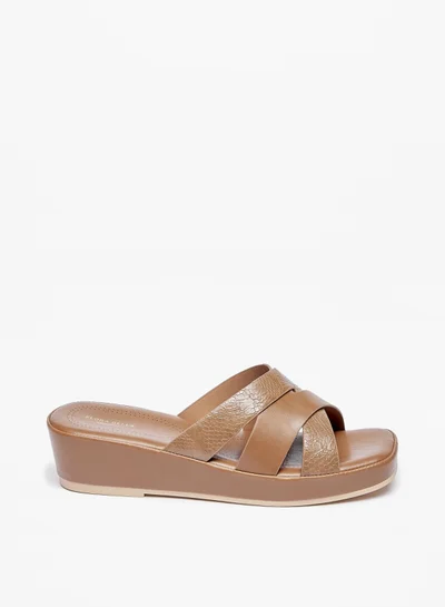 Flora Bella By Shoexpress Womens Textured Slip On Sandals With Platform Heels By Shoexpress