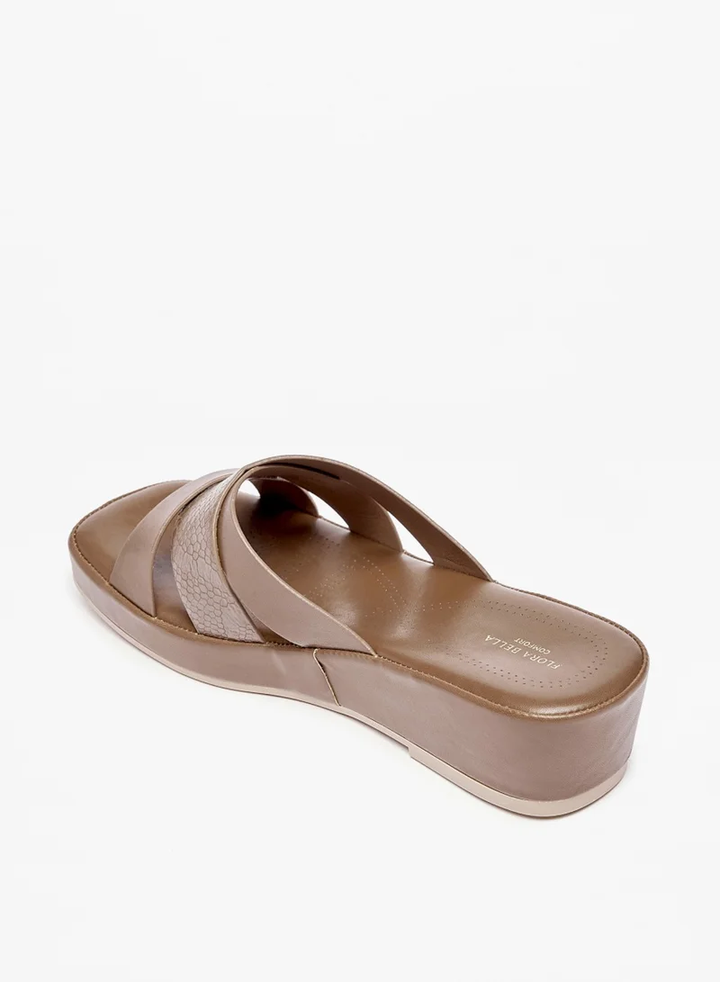Flora Bella By Shoexpress Womens Textured Slip On Sandals With Platform Heels By Shoexpress