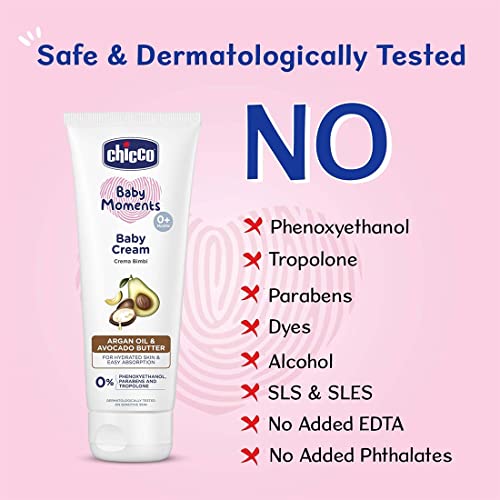 Chicco Baby Moments Baby Cream for Babies with Argan Oil & Avocado Butter, 200g| Natural Ingredients for Hydrated Skin | Dermatologically Tested | Phenoxyethanol, Parabens & Lauryl sulphates free - Image 4