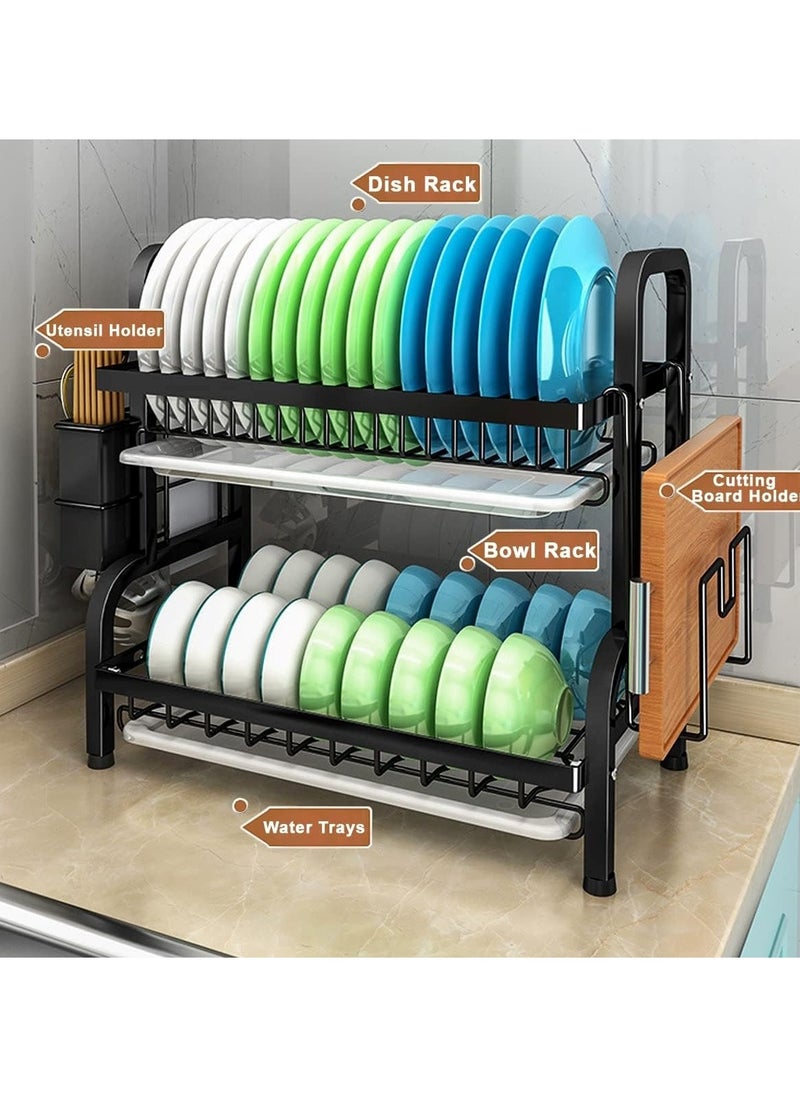 Dish Drying Rack For Kitchen Counter Top Organizer With Sink Drainer And Cutlery Shelf Option