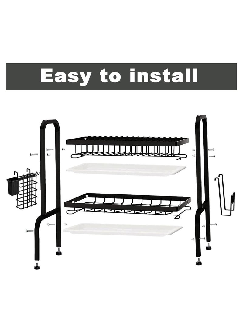Dish Drying Rack For Kitchen Counter Top Organizer With Sink Drainer And Cutlery Shelf Option