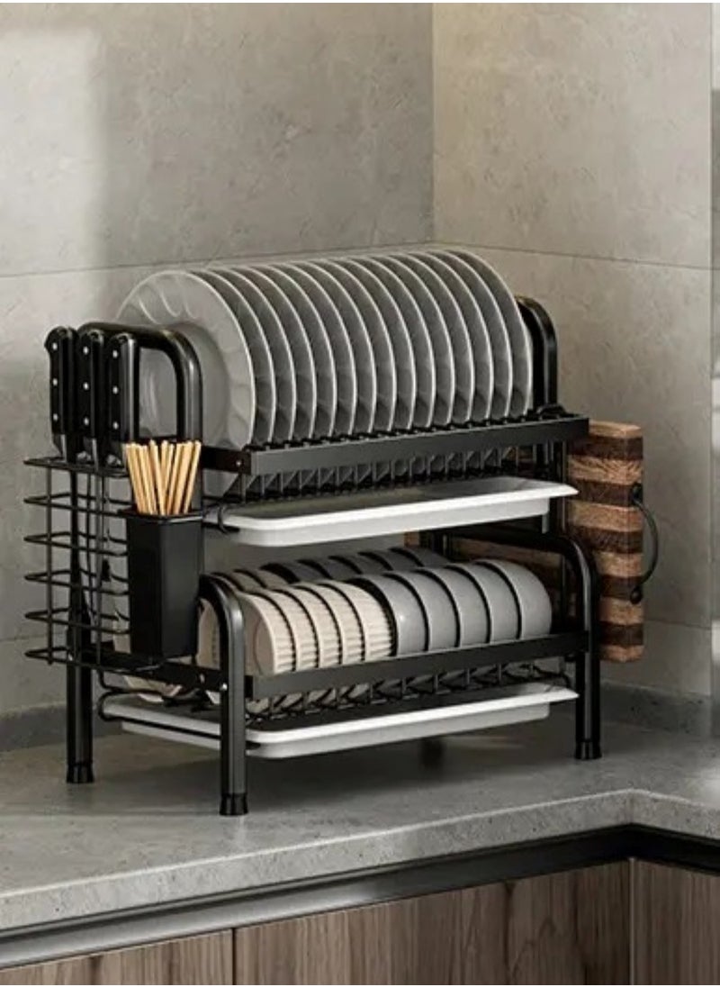 Dish Drying Rack For Kitchen Counter Top Organizer With Sink Drainer And Cutlery Shelf Option