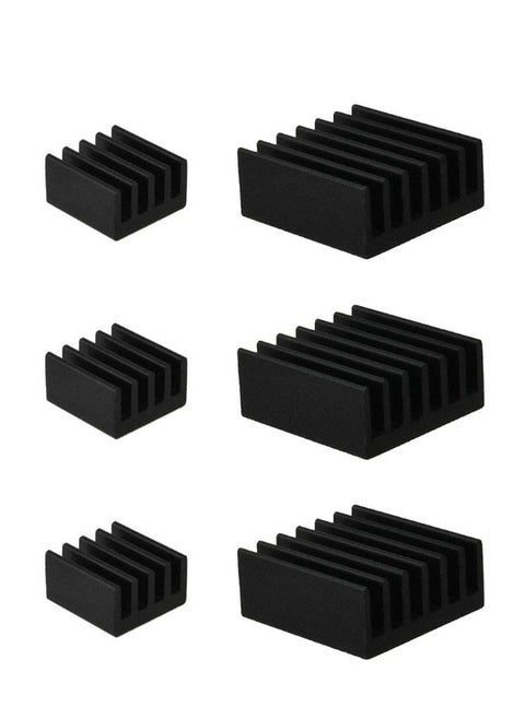 20pcs Heat Sink Mini Radiator Dissipate Heat Thermal Cooling Lower Temperature Easy to Install for PI IC CPU Chipset Raspberry Stepper Board Aluminum Black Assortment