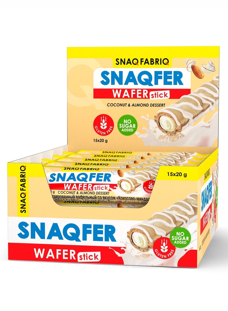 Snaq Fabriq Snaqfer Wafer Stick Coconut and Almond Gluten Free and No Sugar Added 15x20g - Image 1