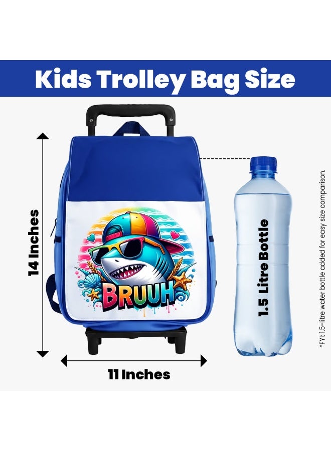 PRINTSHOP4ME Boys Shark Trolley School Bag | Rolling Backpack with Wheels | Adjustable Handle | Lightweight Everyday Travel Use - Image 2