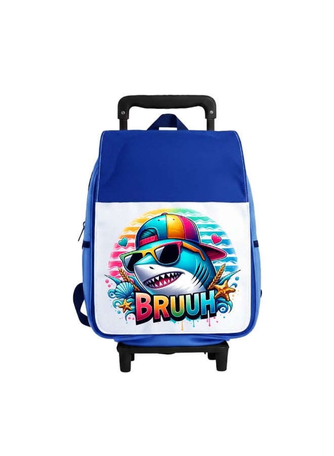 PRINTSHOP4ME Boys Shark Trolley School Bag | Rolling Backpack with Wheels | Adjustable Handle | Lightweight Everyday Travel Use - Image 1