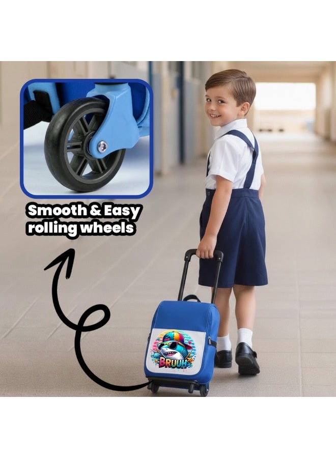 PRINTSHOP4ME Boys Shark Trolley School Bag | Rolling Backpack with Wheels | Adjustable Handle | Lightweight Everyday Travel Use - Image 4