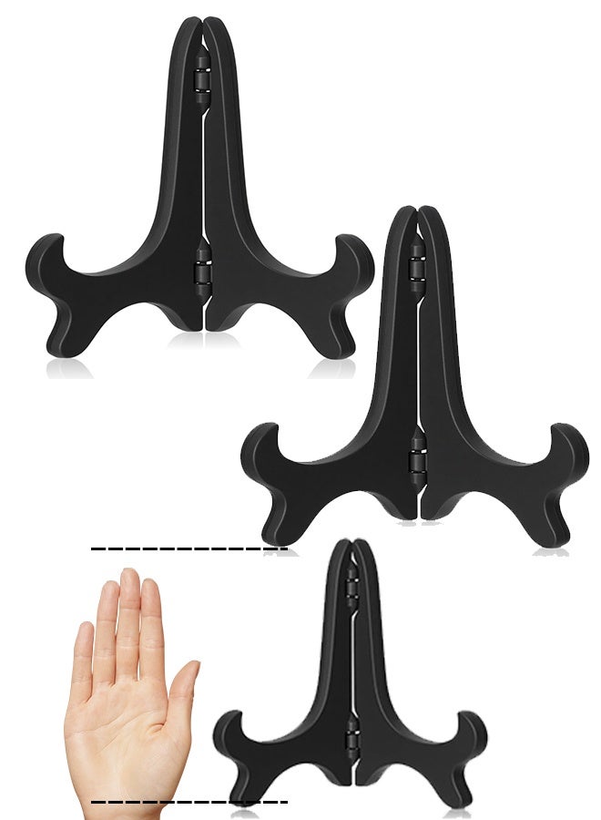 2PCS Plastic Plate Stands 6 Inch Black Wood-like Easels for Displaying Picture, Sign, Cookbook, Vinyl Record - Image 1