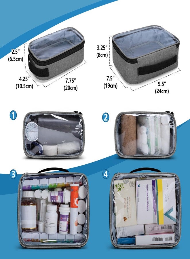 BAFASO Large Medicine Storage Box Come with 4 Removable Pouches, Pill Bottle Organizer for Daily Use, Gray - Image 2
