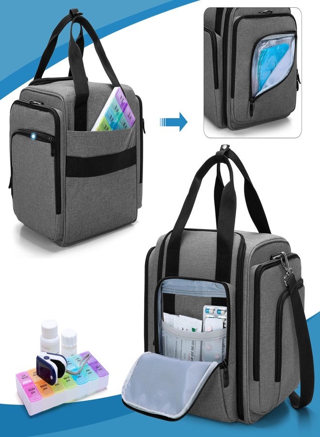 BAFASO Large Medicine Storage Box Come with 4 Removable Pouches, Pill Bottle Organizer for Daily Use, Gray - Image 4