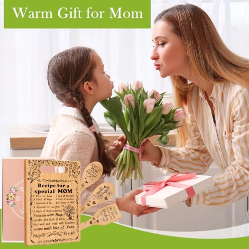 TuSuQing Birthday Gift for Mom Christmas Birthday Gifts from Daughter Son, I Love Mom Best Mom Ever New Single Moms Cool Christmas Mother's Day Gifts from Daughter Cutting Boards Unique Mom Gift - Image 4