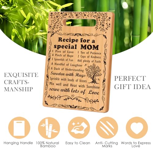 TuSuQing Birthday Gift for Mom Christmas Birthday Gifts from Daughter Son, I Love Mom Best Mom Ever New Single Moms Cool Christmas Mother's Day Gifts from Daughter Cutting Boards Unique Mom Gift - Image 3