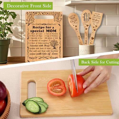 TuSuQing Birthday Gift for Mom Christmas Birthday Gifts from Daughter Son, I Love Mom Best Mom Ever New Single Moms Cool Christmas Mother's Day Gifts from Daughter Cutting Boards Unique Mom Gift - Image 2