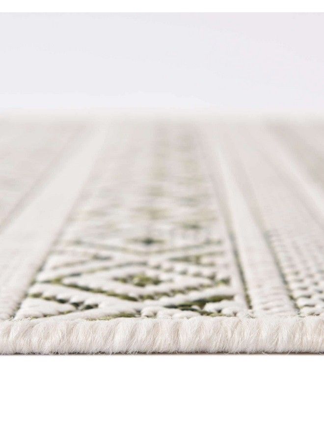 Unique Loom Outdoor Striped Collection Area Rug Maia (2' X 7' 10" Runner Green Ivory) - Image 5