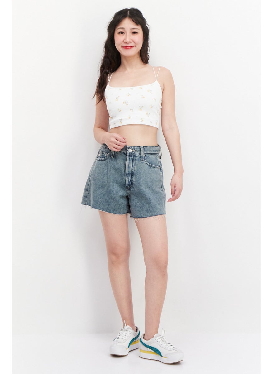 AG Adriano Goldschmied - Women Washed Denim Shorts, Light Blue - Image 1