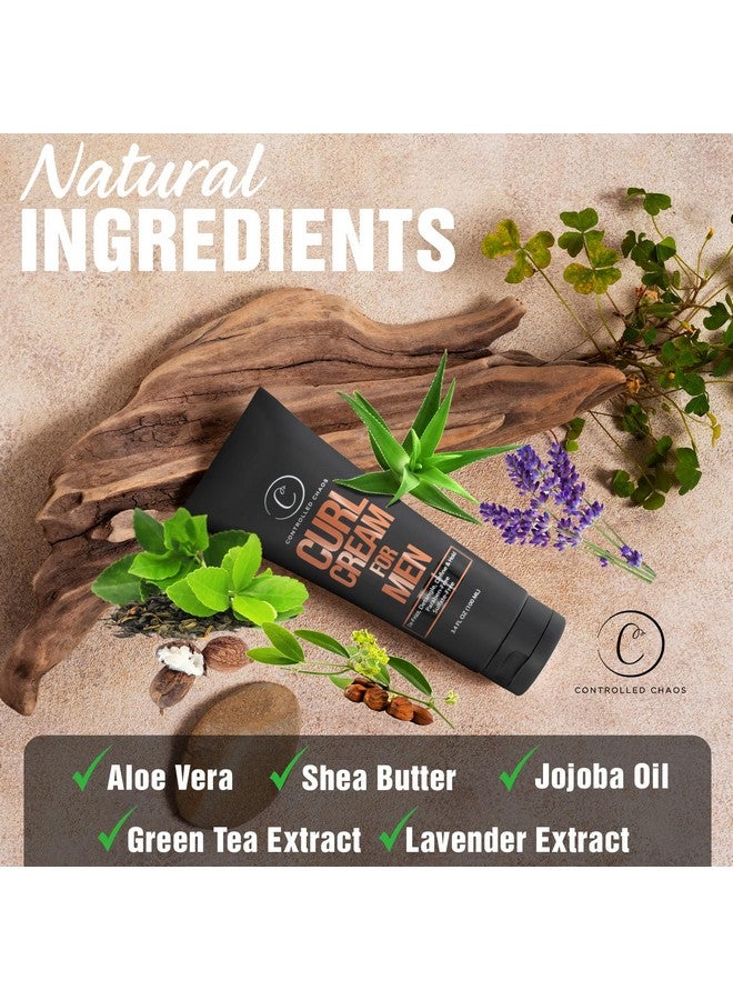 كنترولد كيوس كريم تجعيد الشعر للرجال من Controlled Chaos - كريم تصفيف الشعر للشعر المموج والمجعد مع زبدة الشيا وزيت الجوجوبا وزيت جوز الهند، يضيف نعومة، مضاد للتجعد، كريم تجعيد الشعر خالٍ من الكبريتات (3.4 أونصة) - Image 3