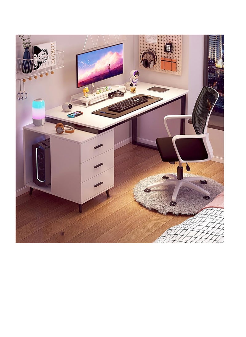 Computer Desk Home Office Writing Computer Desk Modern Simple Study Table with drawer 120x60x75cm（YN0064-White）