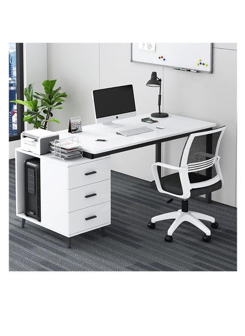 Computer Desk Home Office Writing Computer Desk Modern Simple Study Table with drawer 120x60x75cm（YN0064-White）
