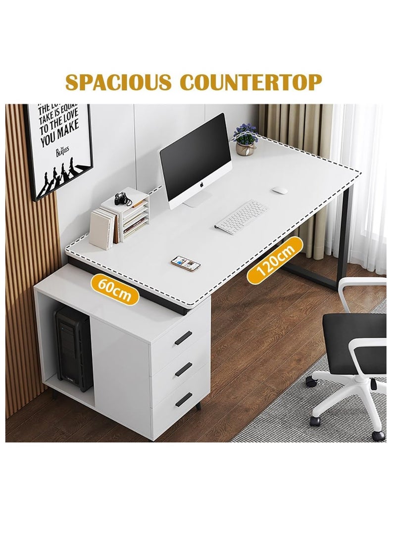 Computer Desk Home Office Writing Computer Desk Modern Simple Study Table with drawer 120x60x75cm（YN0064-White）