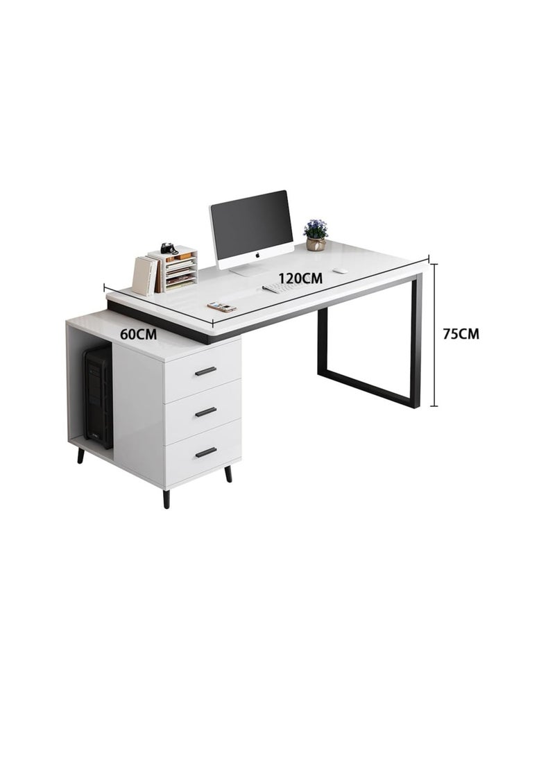 Computer Desk Home Office Writing Computer Desk Modern Simple Study Table with drawer 120x60x75cm（YN0064-White）
