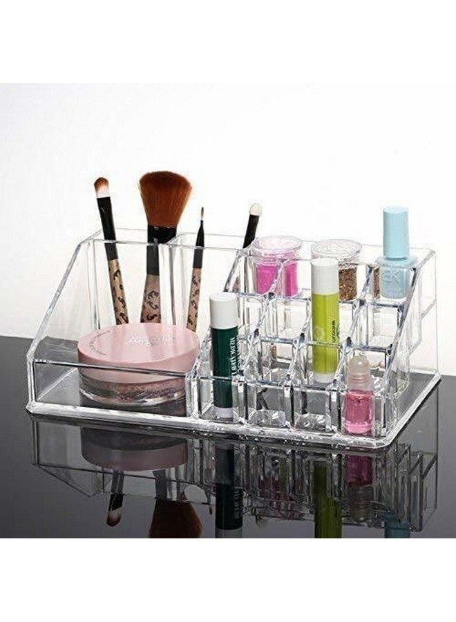 FINWARE Plastic 16 Compartment Cosmetic Display Cases Makeup Lipstick Storage Organizer Holder Box Case,Transparent.(Pack Of 1) - Image 1