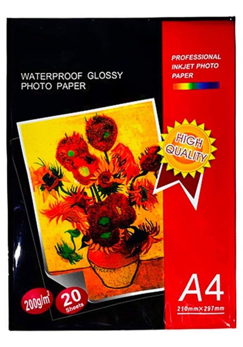 [20 Sheets] A4 Photo Paper – Waterproof Glossy Paper for High-Quality Photo Printing