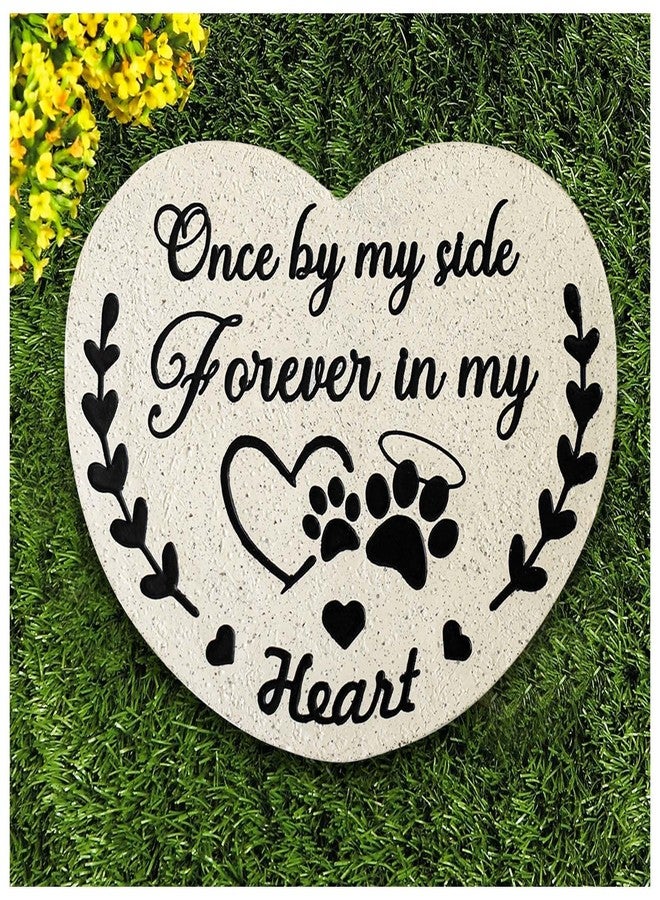 DUMING-IN Pet Memorial Stones for Dogs, Garden Resin Dog Memorial Gifts for Loss of Dog, Heart-Shaped Loss of Dog Sympathy Gift, Once by My Side Forever in My Heart Dogs Memorial Stones - Image 1