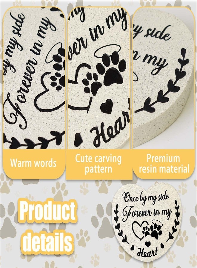 DUMING-IN Pet Memorial Stones for Dogs, Garden Resin Dog Memorial Gifts for Loss of Dog, Heart-Shaped Loss of Dog Sympathy Gift, Once by My Side Forever in My Heart Dogs Memorial Stones - Image 4