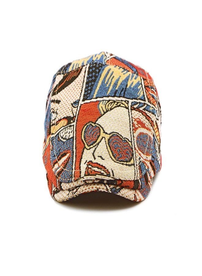 WITHMOONS Cotton Pop Art Newsboy Flat Hat Hunting Cap Cabbie Adjustable Cap YZ30268 (Orange) - Image 3