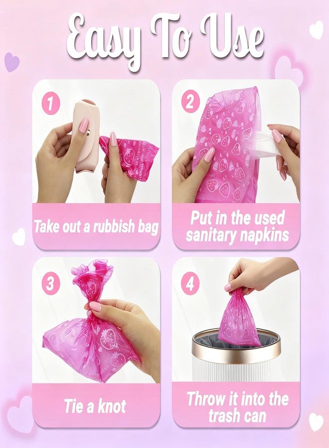 Eyryfui Sanitary Napkin Disposal Bags with Dispenser, Feminine Hygiene Disposal Bags for Tampons Trash Bag, Personal Care Sanitary Bag for Women Privacy Handling (Multicolor) - Image 4