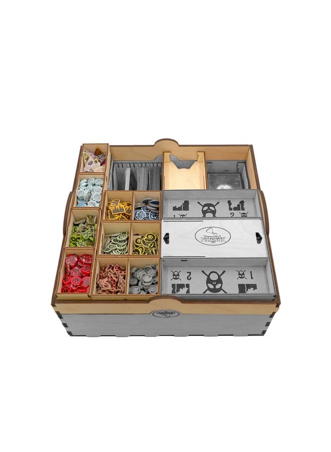 The Broken Token Spirit Island Nature Incarnate Compatible Game Crate Expansion - Wooden Storage Box with Multiple Trays - Image 2