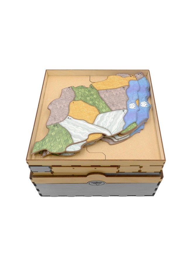 The Broken Token Spirit Island Nature Incarnate Compatible Game Crate Expansion - Wooden Storage Box with Multiple Trays - Image 4