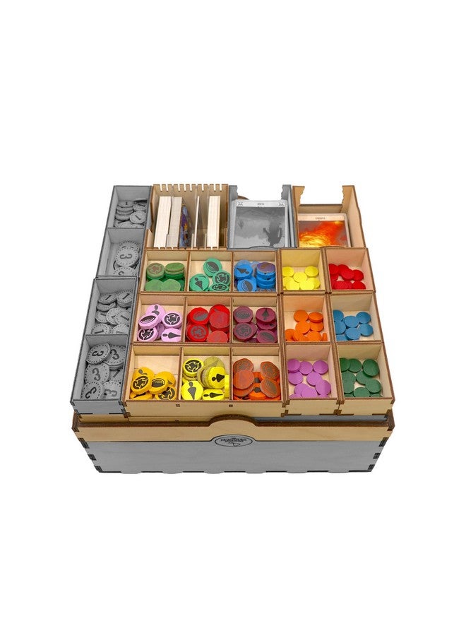 The Broken Token Spirit Island Nature Incarnate Compatible Game Crate Expansion - Wooden Storage Box with Multiple Trays - Image 1