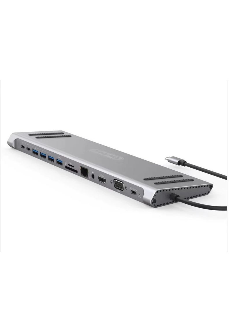 ELTRAZONE 14in1 USB C Type-c Hub hubs docking station dual 4K HDR, VGA, RJ45 Ethernet USB3.0 100W PD SD/TF/ Card reader 3.5mm Audio Go-Des PD Charging adapter for MacBook Pro and Huawei  - Image 1