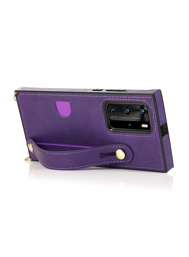 Zaboon Case For Huawei P40 Pro Wrist Strap PU+TPU Shockproof Protective Case with Crossbody Lanyard & Holder & Card Slot - Image 4