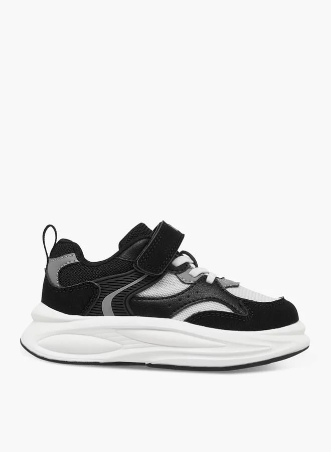 Boys' Panelled Sneakers with Hook and Loop Closure