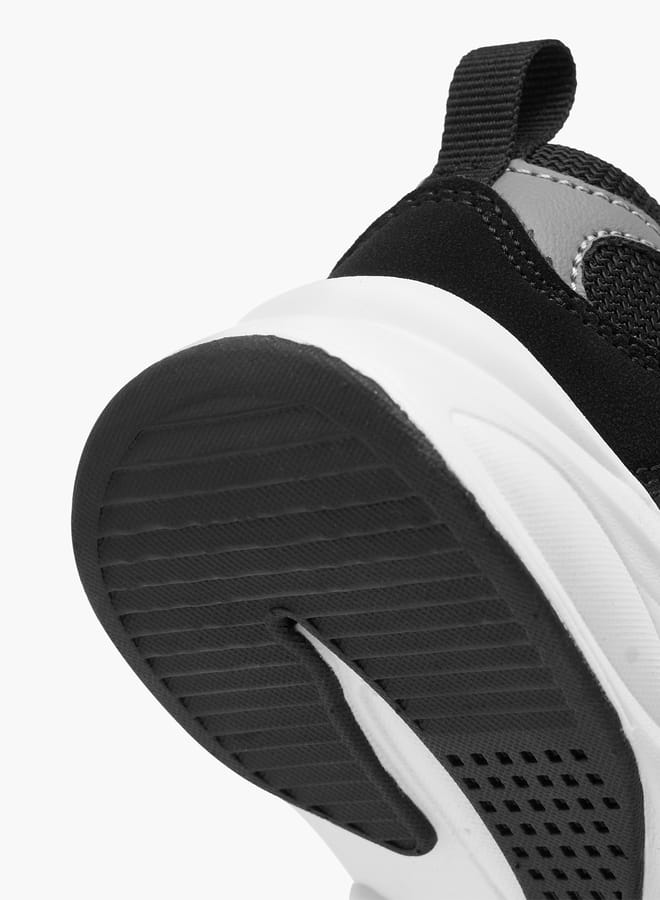 Boys' Panelled Sneakers with Hook and Loop Closure