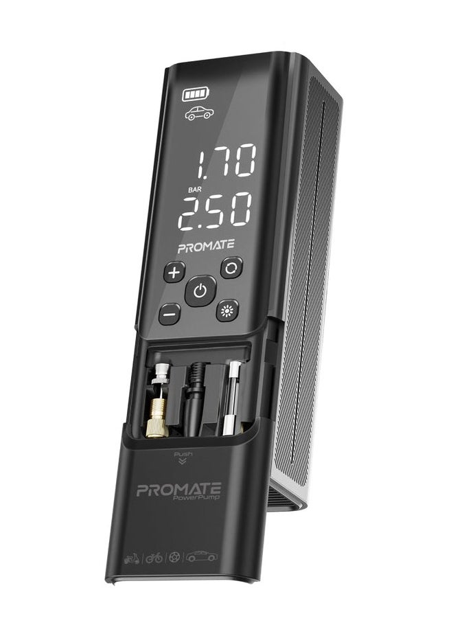 Promats Promate PowerPump 150PSI Portable Air Compressor Power Bank w/ LED Flashlight  - Image 1