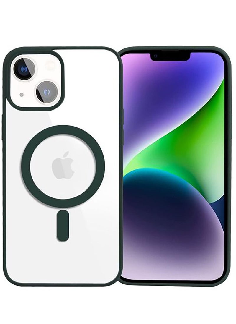 Generic - IPhone 14 (6.1 Inch) MagSafe Case With Colored Sides - Clear / Green - Image 1