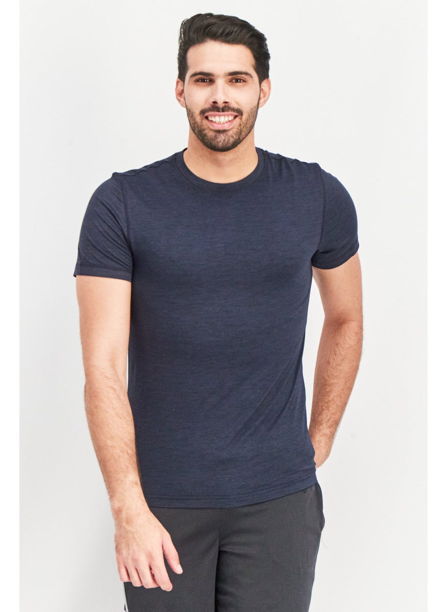 Men Slim Fit Short Sleeve Training T-Shirt, Navy Heather - pzsku/ZDCACCAF8A0166B020501Z/45/_/1726669358/8f23f694-0737-4ce0-9e02-320b4ba9cc39