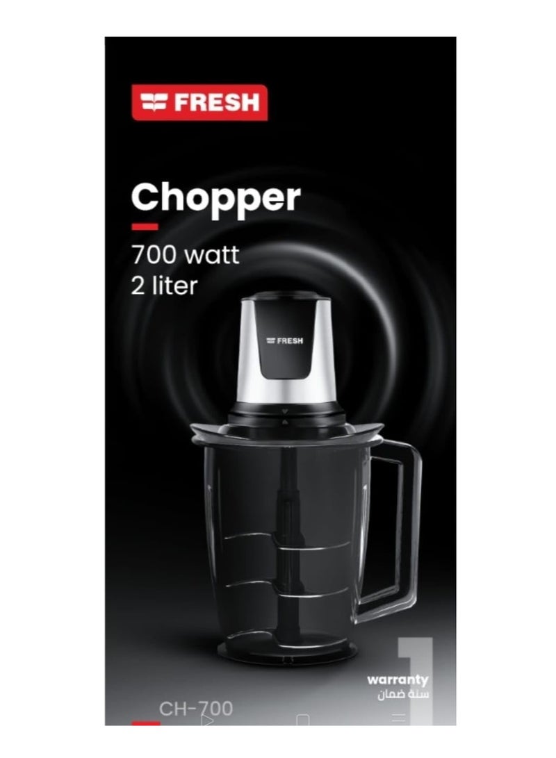 Fresh 3-knife chopper, 2 liters, 700 watts, model CH-700, black - Image 2