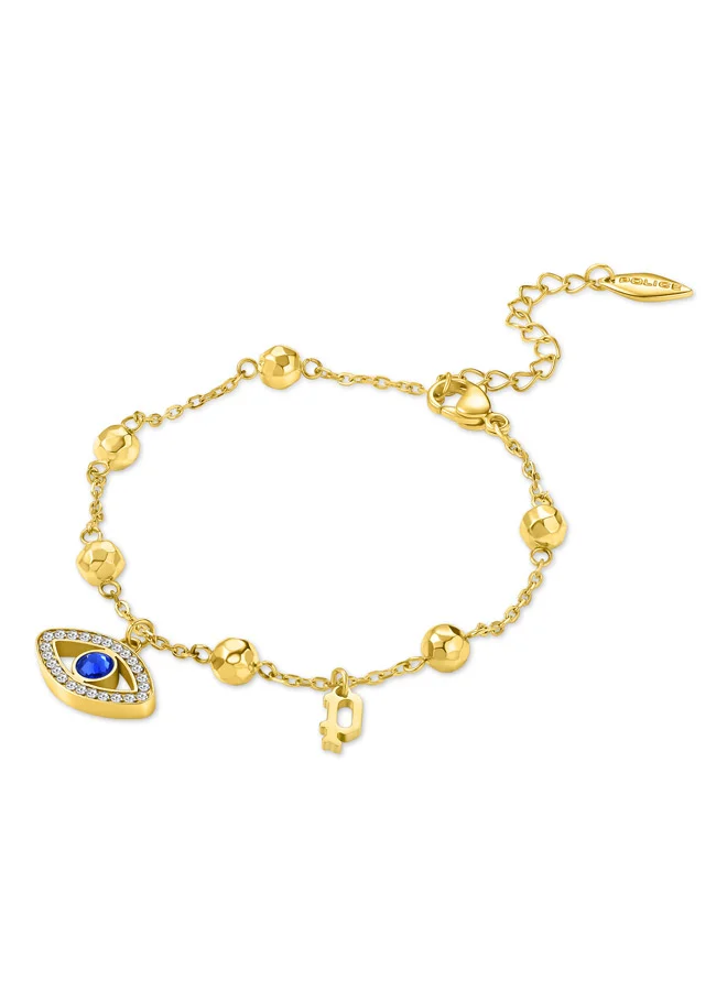 بوليس Eye Gold Plated Ladies Bracelet With Blue and White Crystals 170+35mm